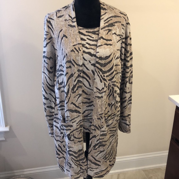Chico’s zebra print open front jacket and matching sleeveless top - Picture 4 of 12